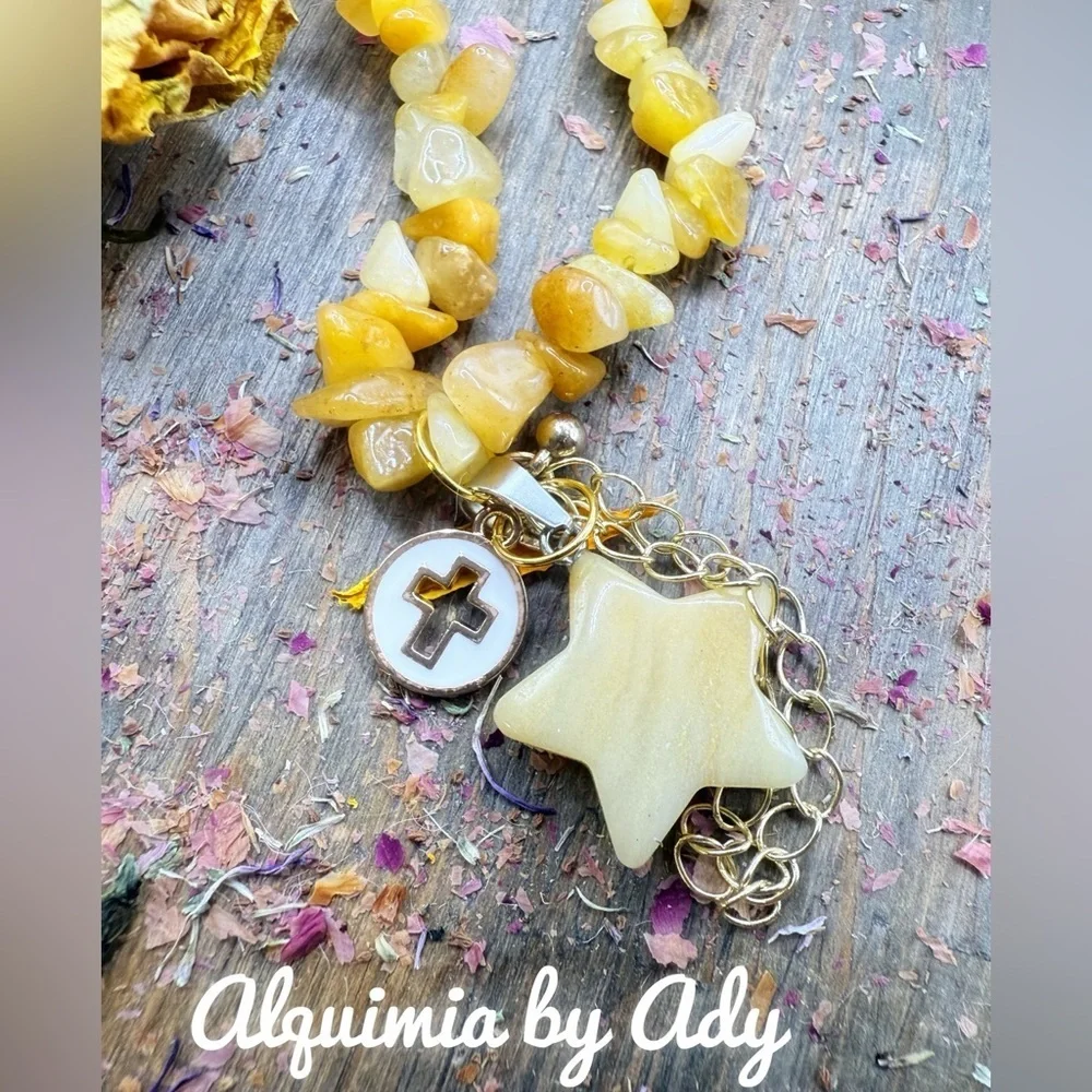 SUMMER BEADED Gold and yellow agate bracelet